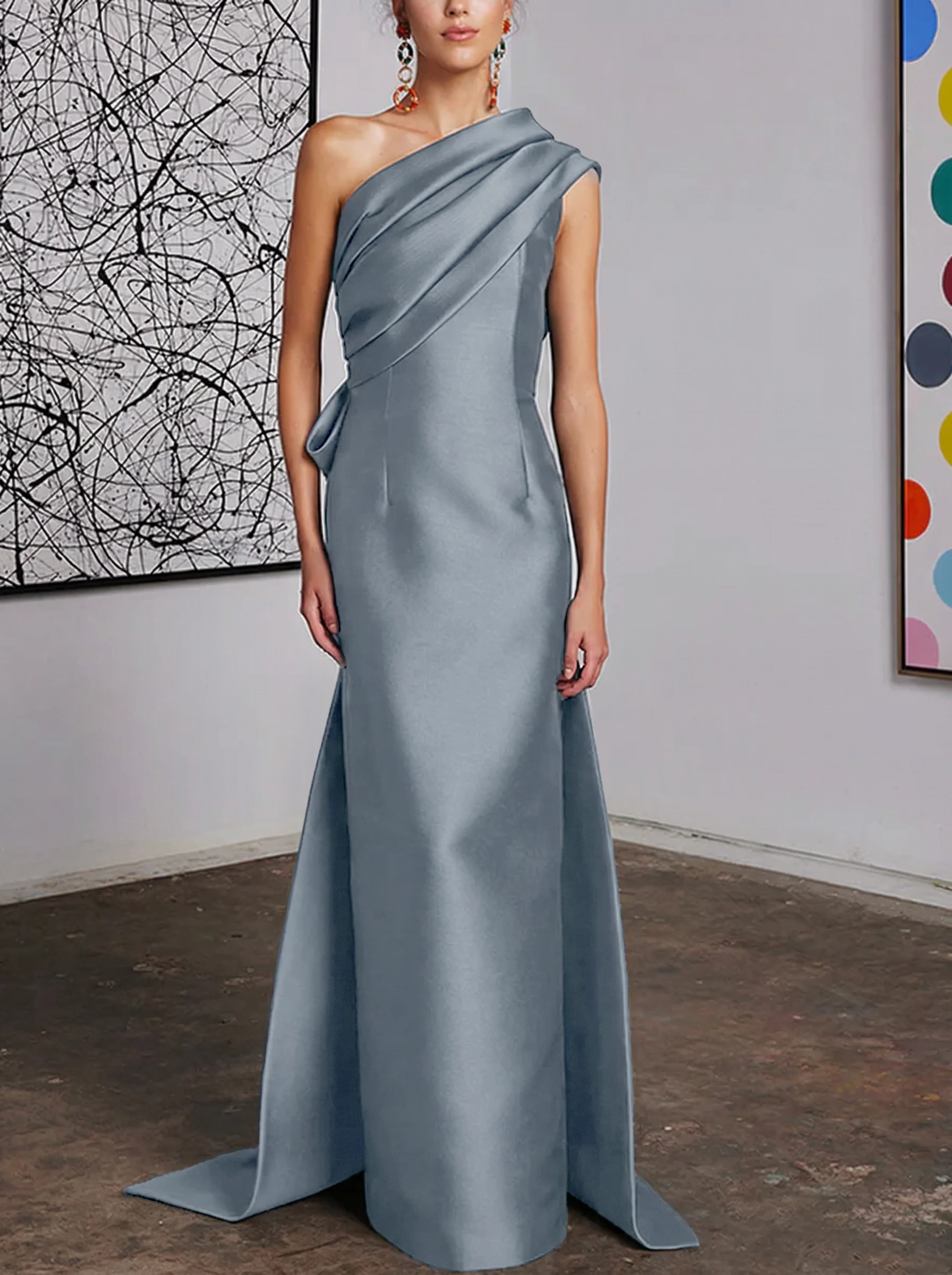 Sheath/Column One-Shoulder Mother of the Bride Dresses - Image 56