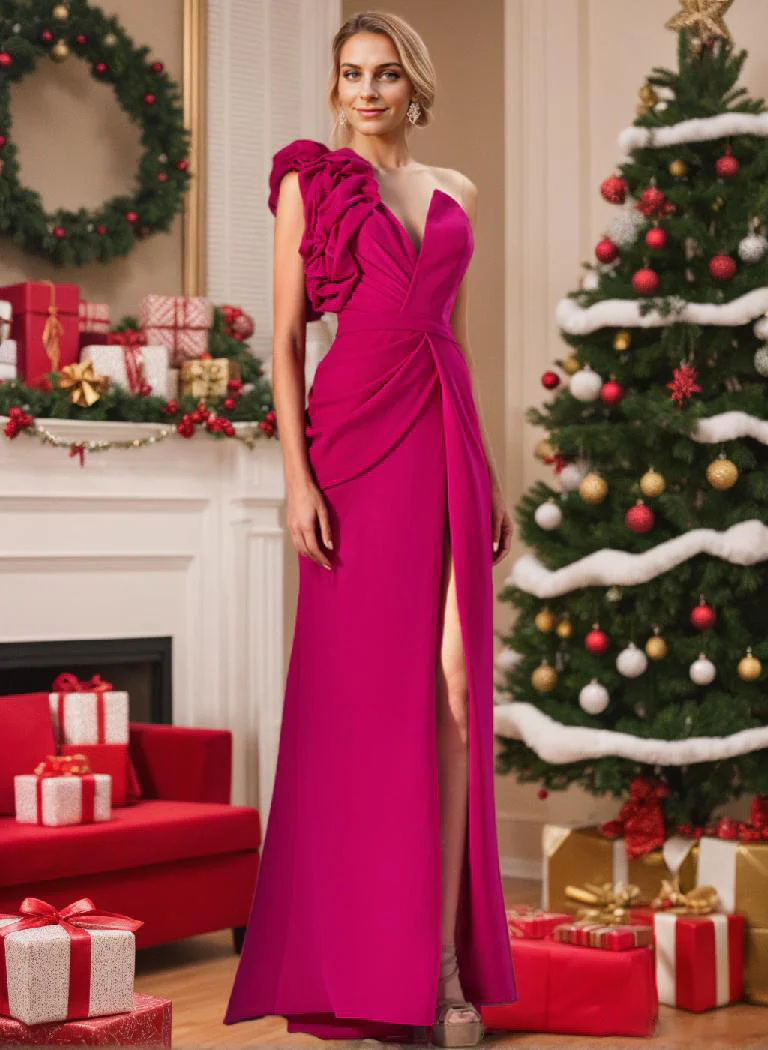 Sheath/Column One-Shoulder Mother of the Bride Dresses with Split Side - Image 3