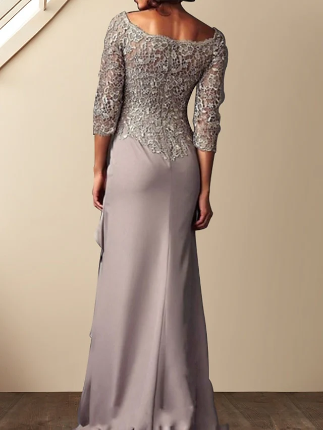 Sheath/Column Scoop Floor-Length Mother of the Bride Dresses - Image 2