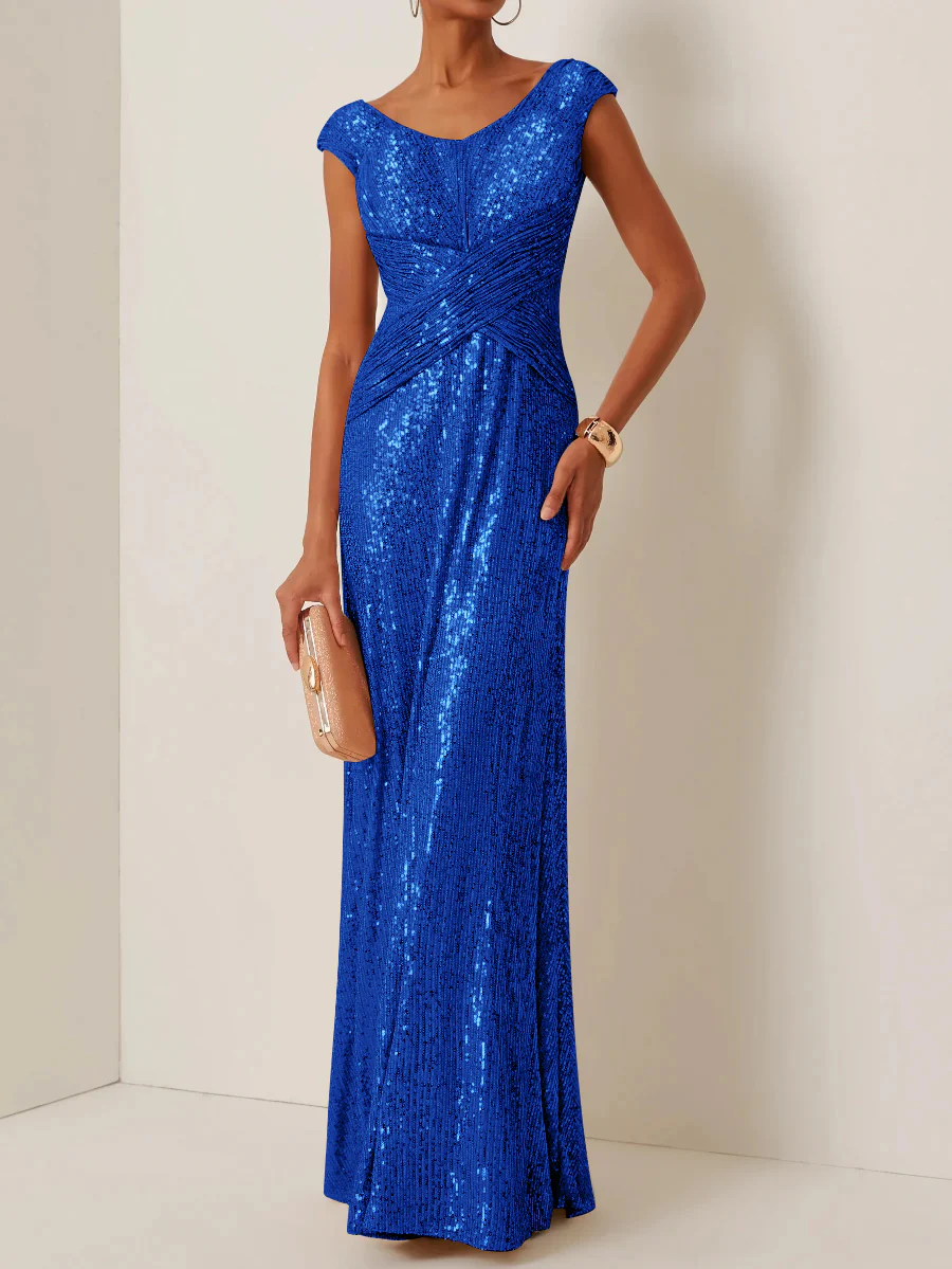 Sheath/Column Scoop Sequins Evening Dresses Sleeveless Floor-Length Party Dresses - Image 6