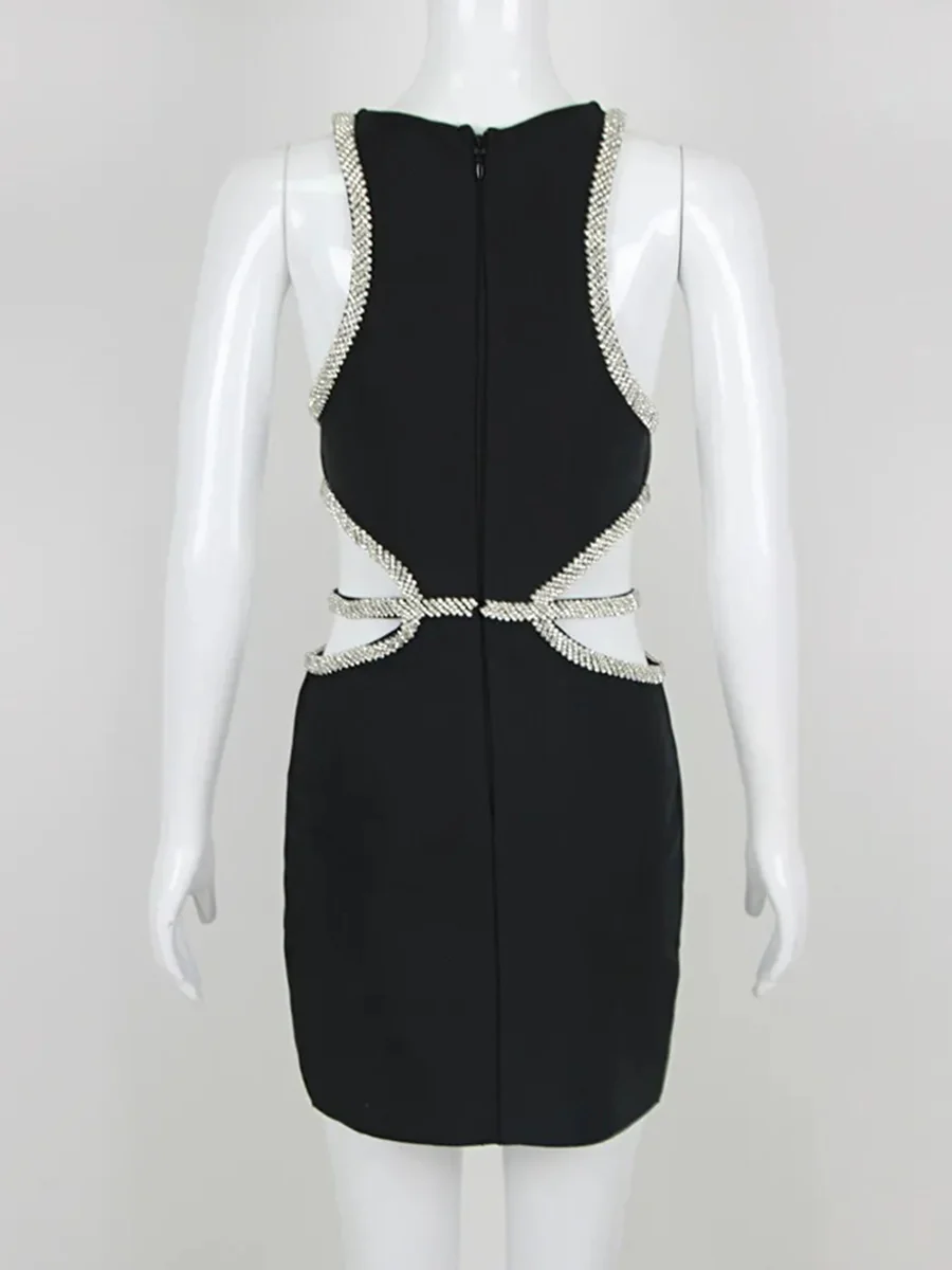 Sheath/Column Scoop Short/Mini Sleeveless Cocktail Dress with Rhinestone & Flower - Image 2