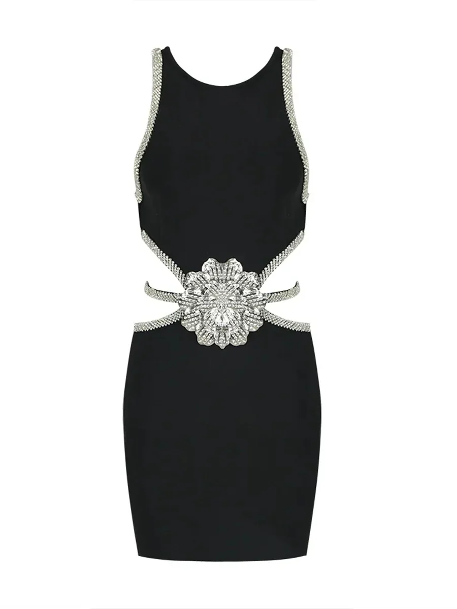 Sheath/Column Scoop Short/Mini Sleeveless Cocktail Dress with Rhinestone & Flower - Image 5