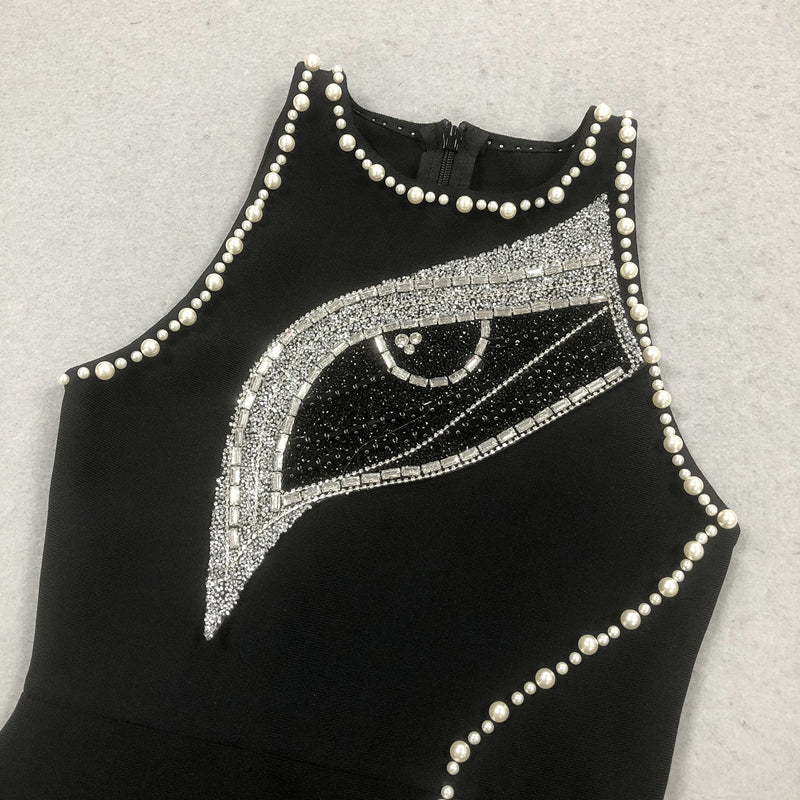 Sheath/Column Scoop Sleeveless Stylish Pattern Evening Dresses with Pearls & Split Side - Image 11