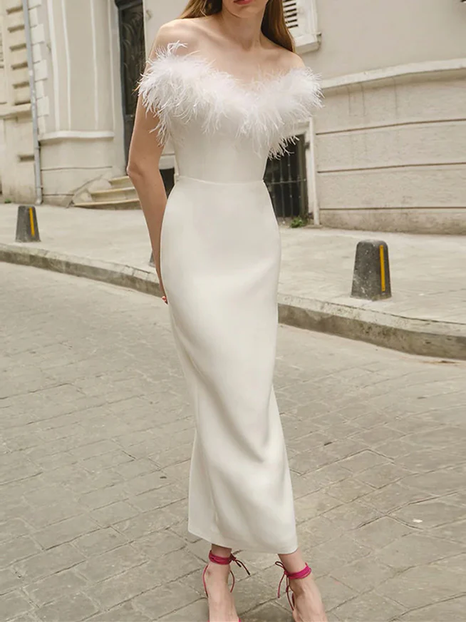 Sheath/Column Sleeveless One-Shoulder Ankle Length Wedding Guest Dresses - Image 2