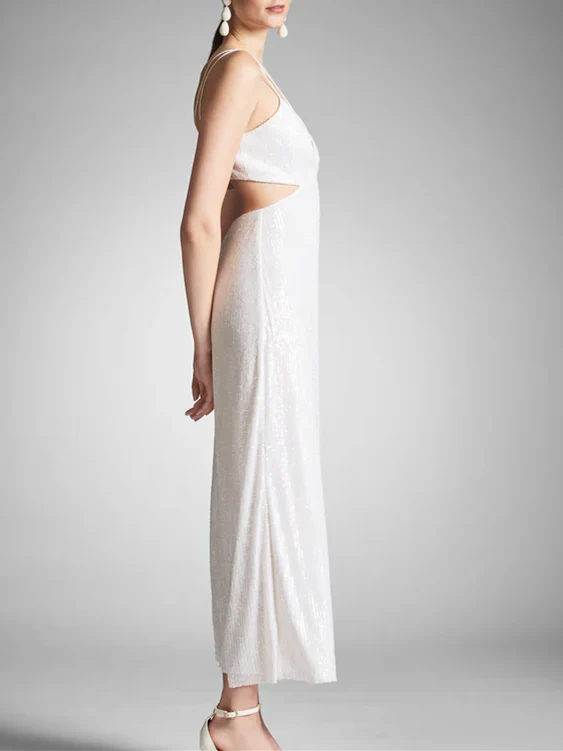 Sheath/Column Sequins Cocktail Party Dresses Spaghetti Straps Ankle-Length - Image 2