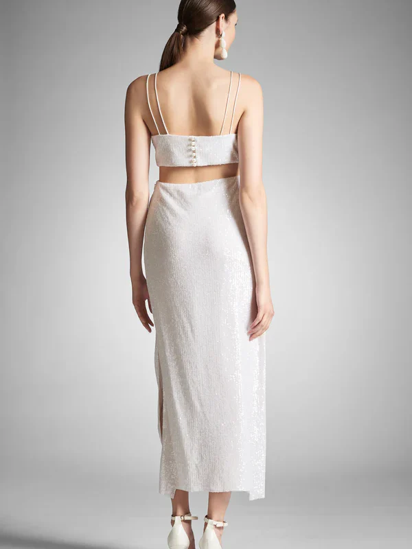 Sheath/Column Sequins Cocktail Party Dresses Spaghetti Straps Ankle-Length - Image 4