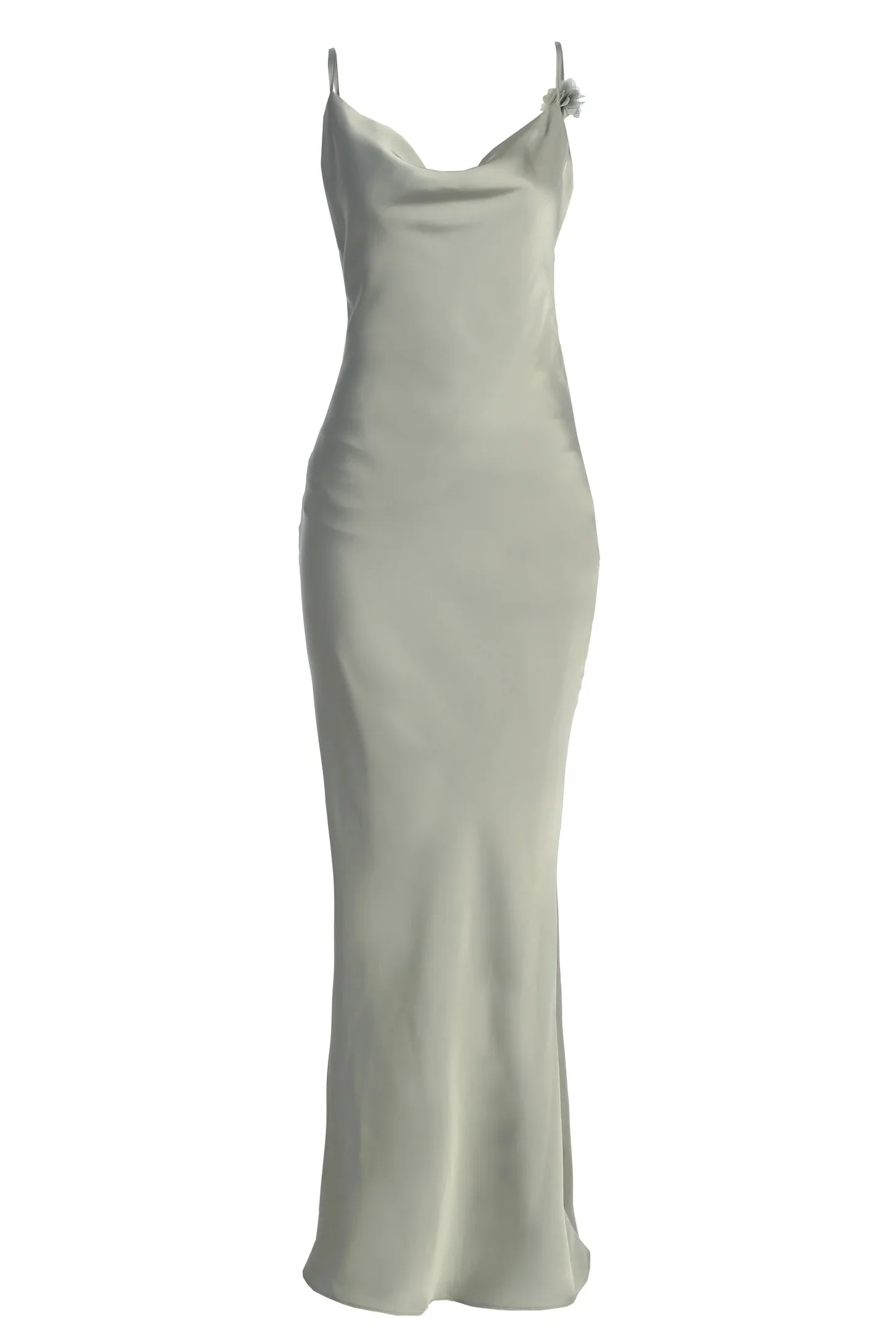 Sheath/Column Spaghetti Straps Cowl Neck Backless Floor-Length Floral Bridesmaid Dresses - Image 6