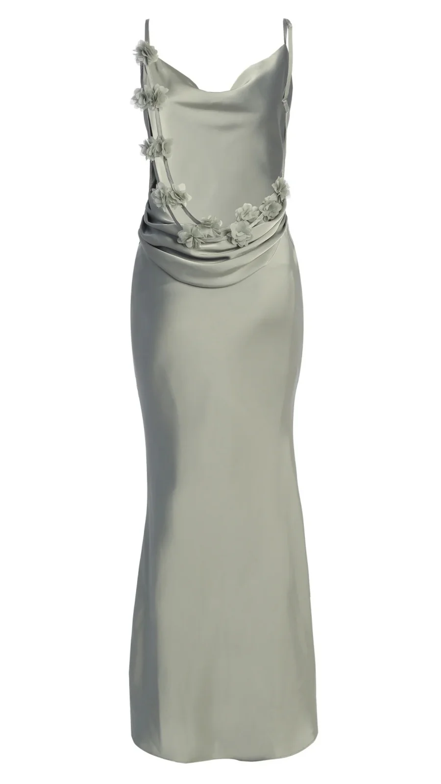 Sheath/Column Spaghetti Straps Cowl Neck Backless Floor-Length Floral Bridesmaid Dresses - Image 7