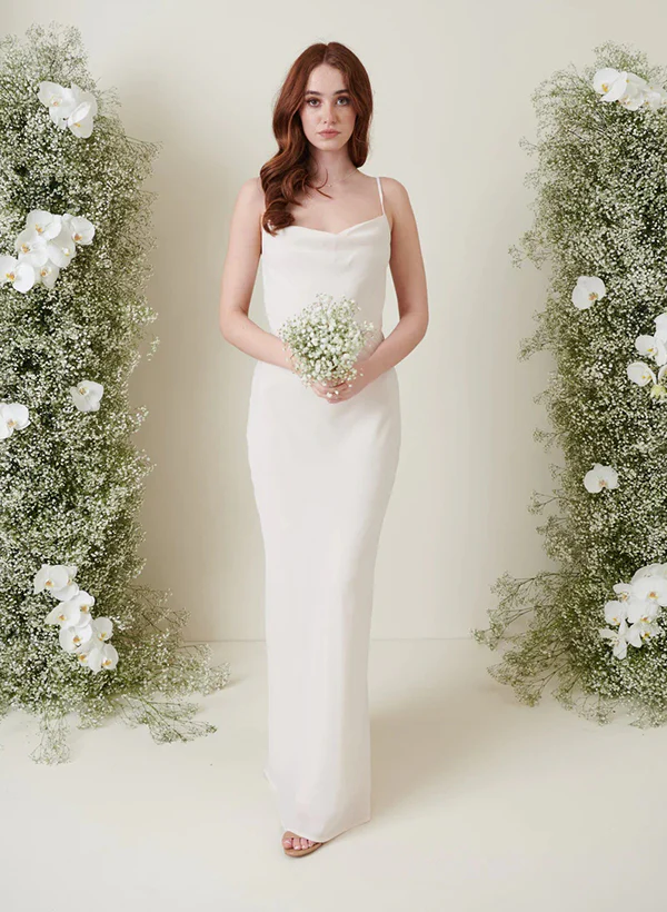 Sheath/Column Spaghetti Straps Floor-length Long Bridesmaid Dresses - Image 3
