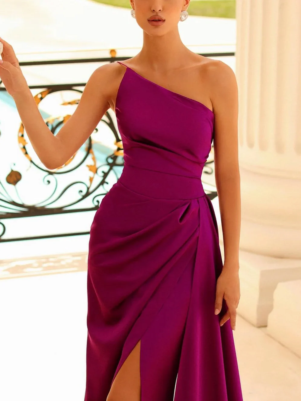 Sheath/Column Spaghetti Straps Sleeveless Floor-Length Evening Dress with Ruffles - Image 3