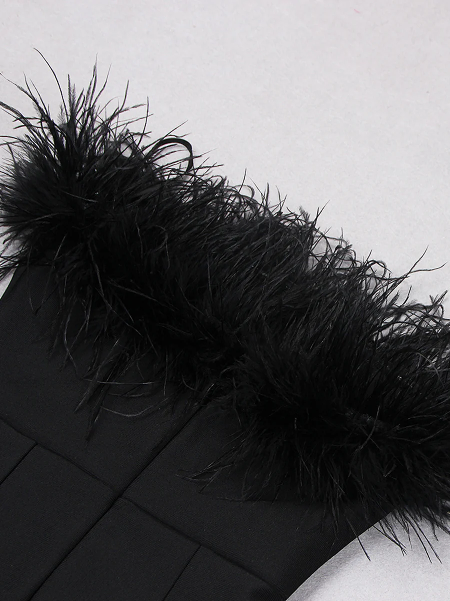 Sheath/Column Strapless Ankle-Length Evening Dresses with Feathers & Back Split - Image 10