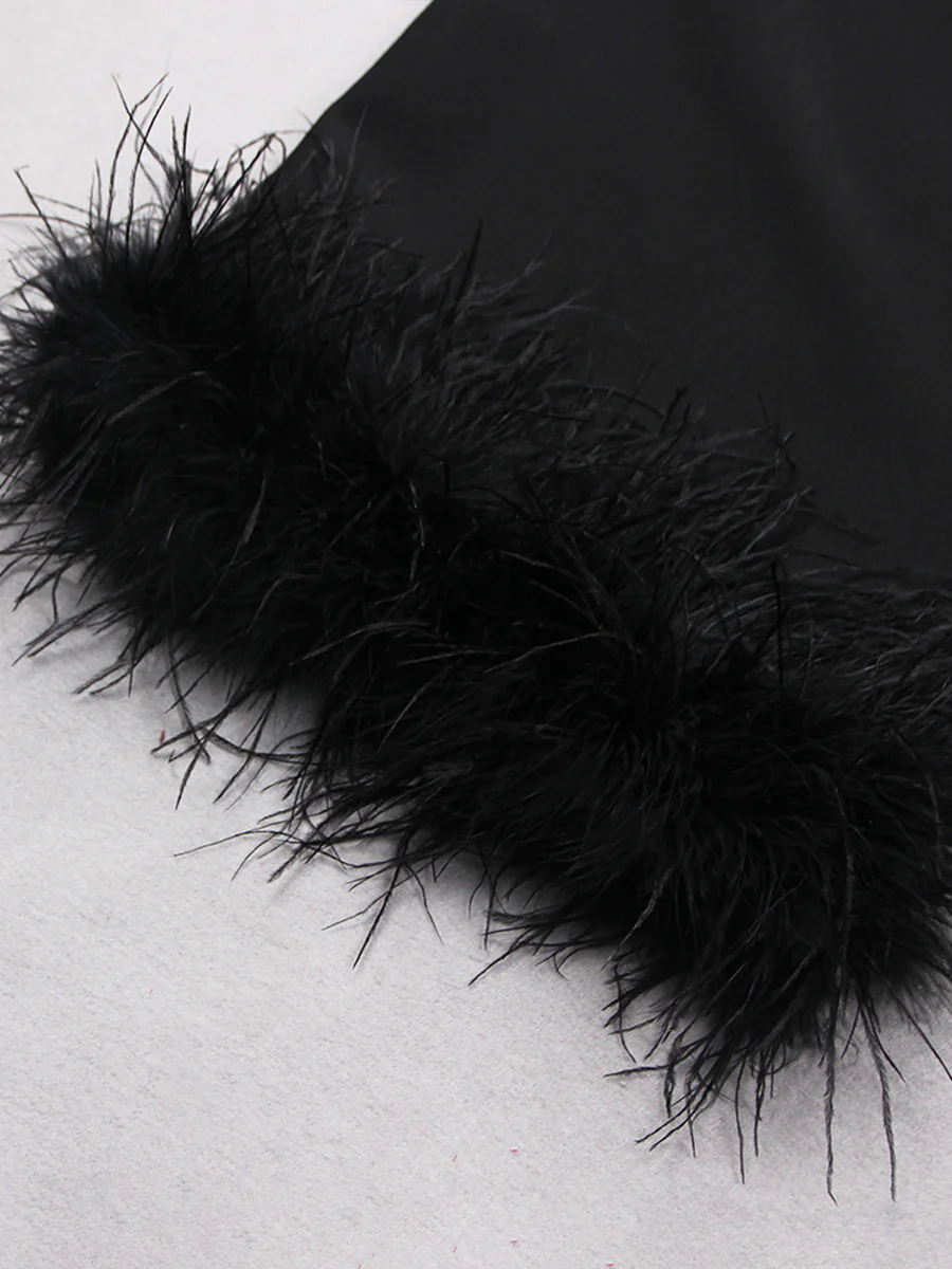 Sheath/Column Strapless Ankle-Length Evening Dresses with Feathers & Back Split - Image 11