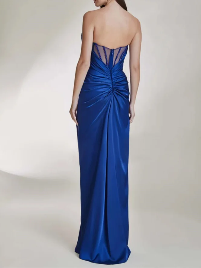 Sheath/Column Strapless Evening Dresses Floor-length Prom Party Dress - Image 2