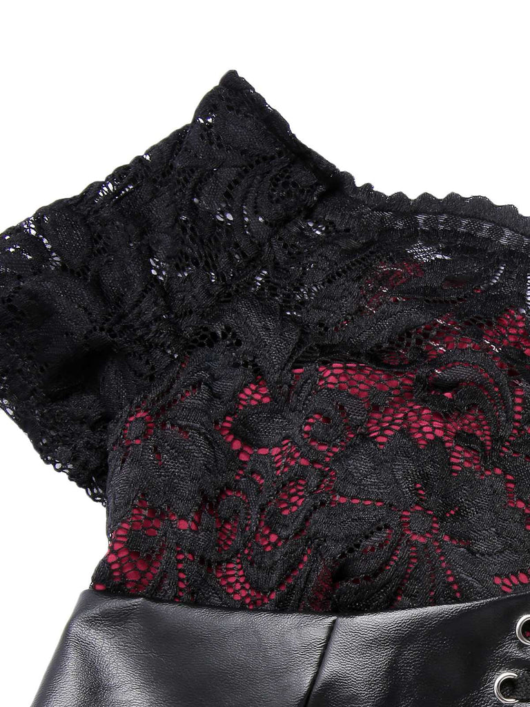 Sheath/Column Strapless Short Sleeves Asymmetrical Halloween Performance Costumes Dress with Lace - Image 3