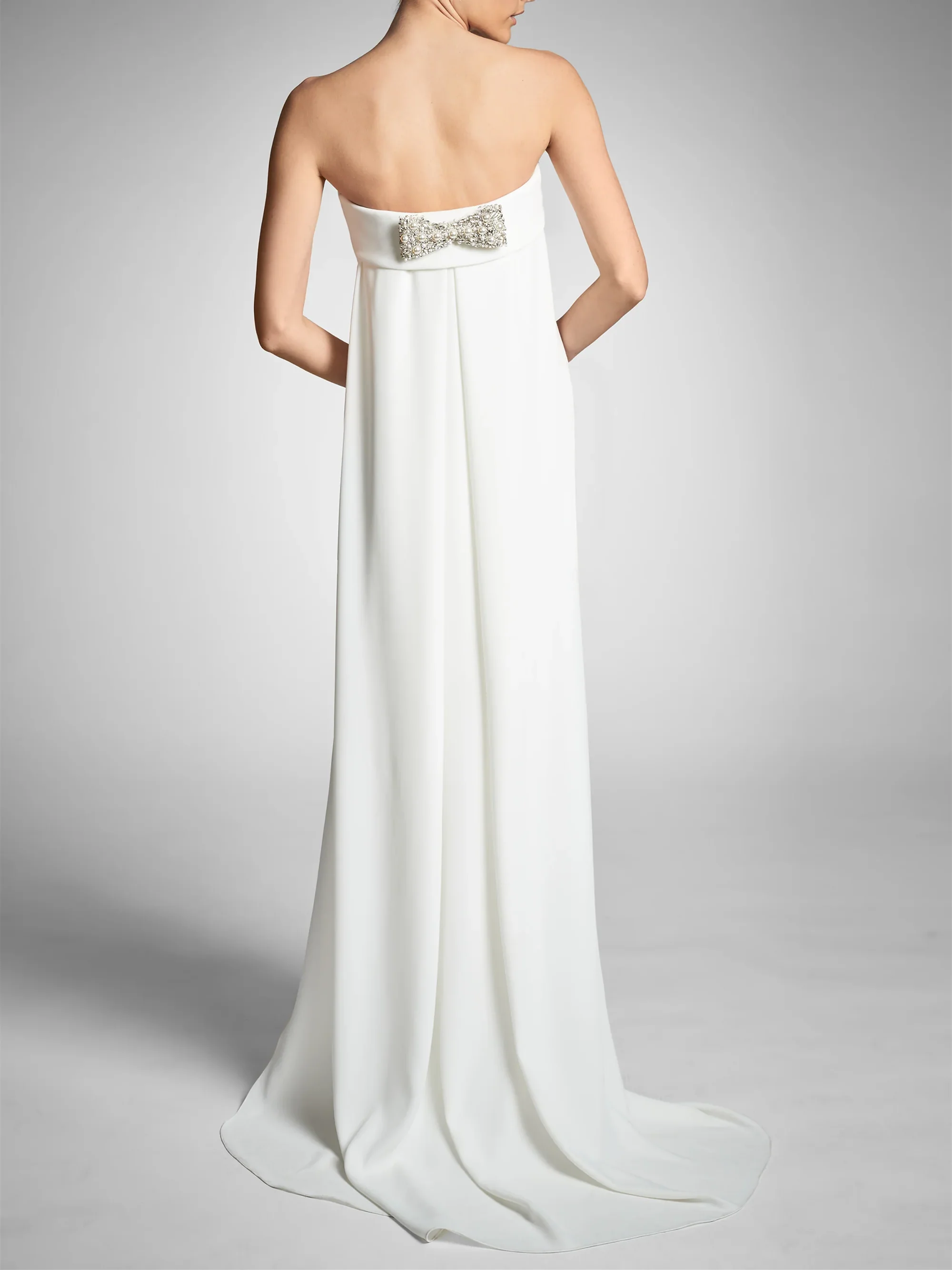 Sheath/Column Strapless Sleeveless Wedding Dresses with Bowknot - Image 2