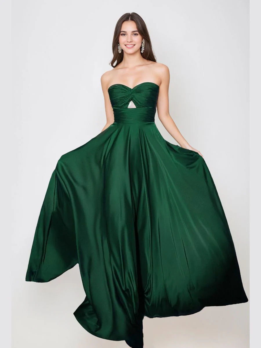 Sheath/Column Sweetheart Sleeveless Ruched Long Bridesmaid Dresses - Image 3