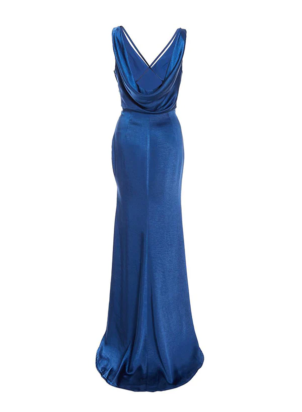 Sheath/Column V-Neck Floor-length Long Bridesmaid Dresses With Split Side - Image 3