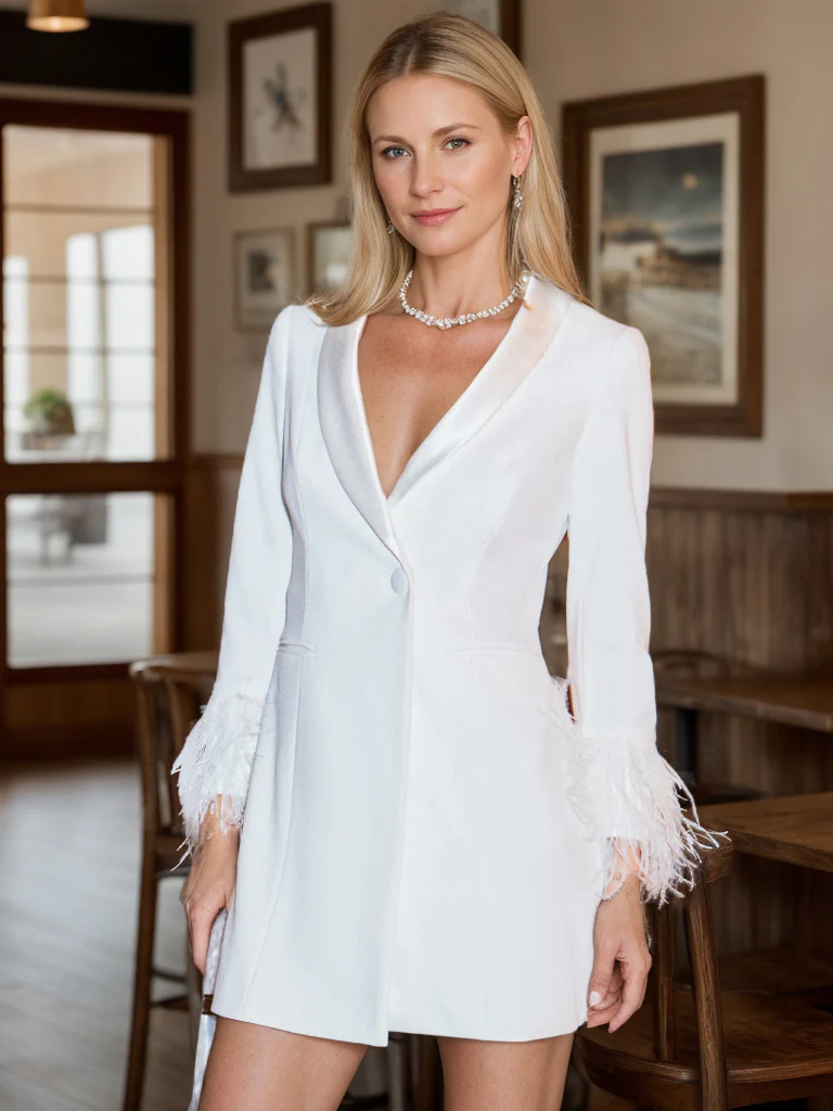 Sheath/Column V-Neck Long Sleeve Mini Mother Of The Bride & Groom Dresses With Solid Color - Image 3