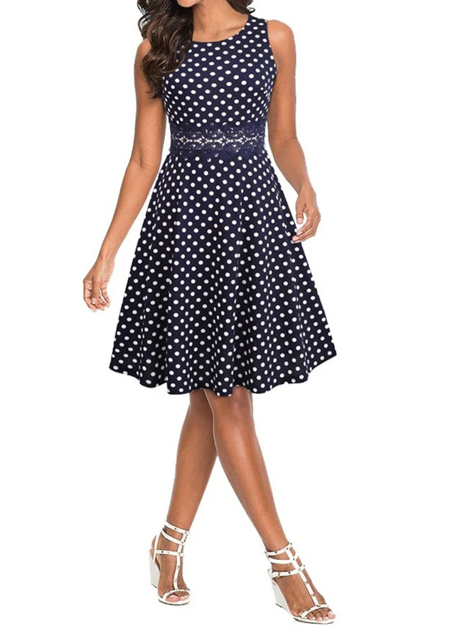 Short/Mini Polyester Scoop Neck Sleeveless Printing Women's Vintage Dresses - Image 14
