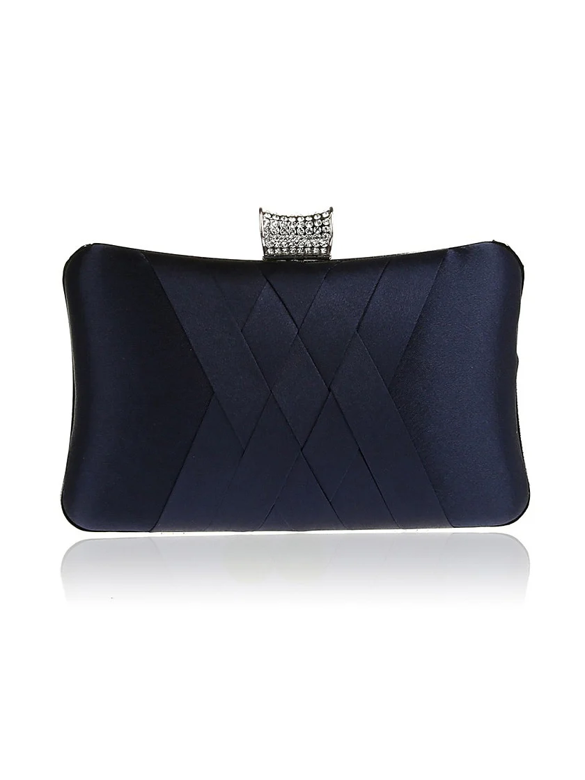 Silk PU Leather Wedding Party Plain Crystals Clutch Bags - Image 11