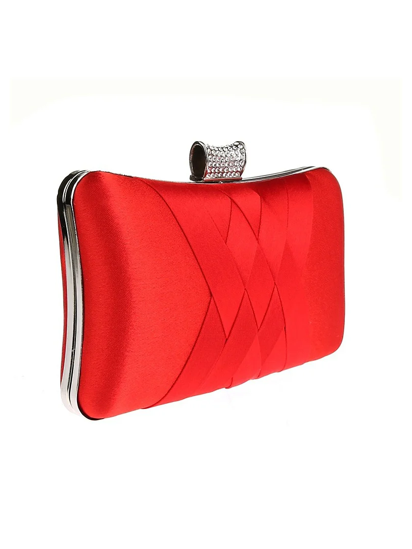 Silk PU Leather Wedding Party Plain Crystals Clutch Bags - Image 3