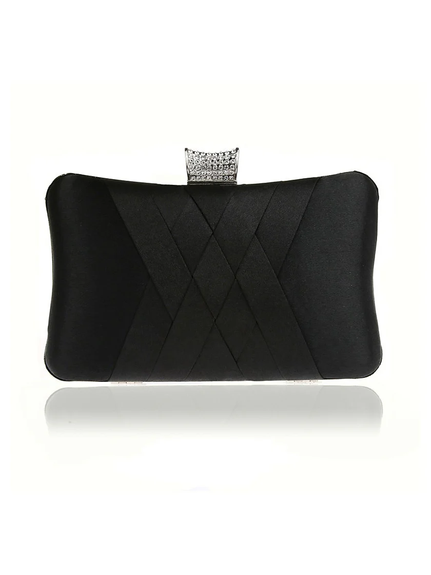 Silk PU Leather Wedding Party Plain Crystals Clutch Bags - Image 5