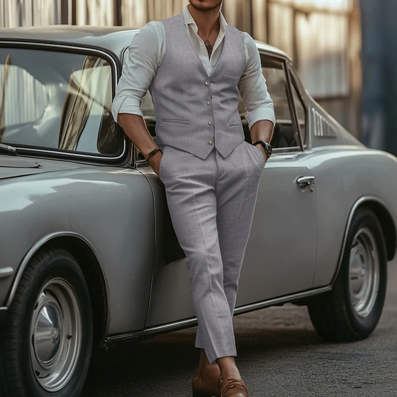 Sky Blue Men's Fashion Standard Fit Single-Breasted Buttons 2 Pieces Wedding Wear Suits - Image 3