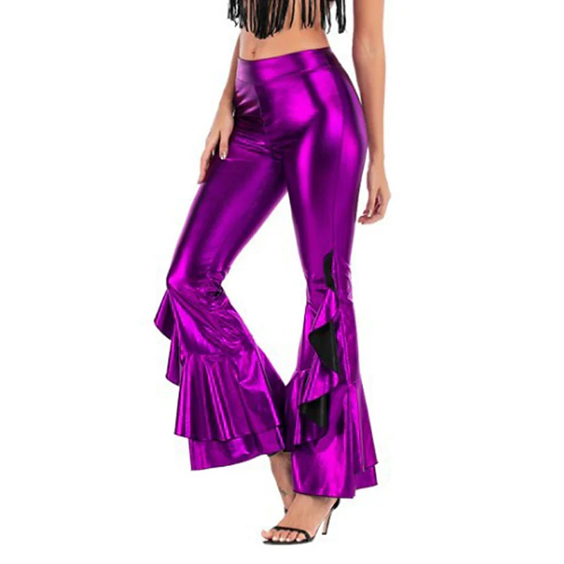 Solid Color Hip Pop Bell Bottom Pants - Image 5