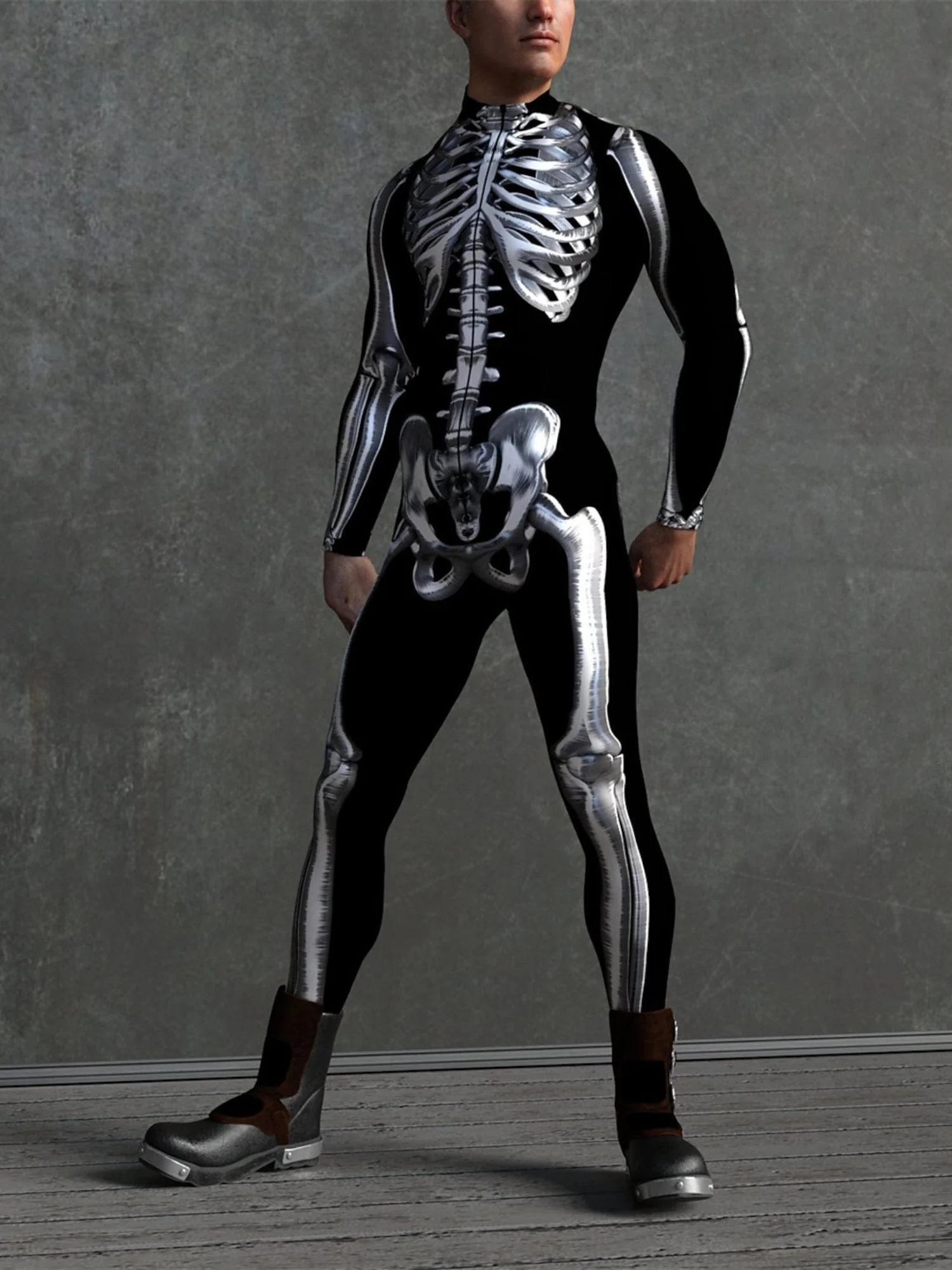 Dark Adults' Skull One Piece Full Body Catsuit Halloween Scary Cosplay Costume - Image 3