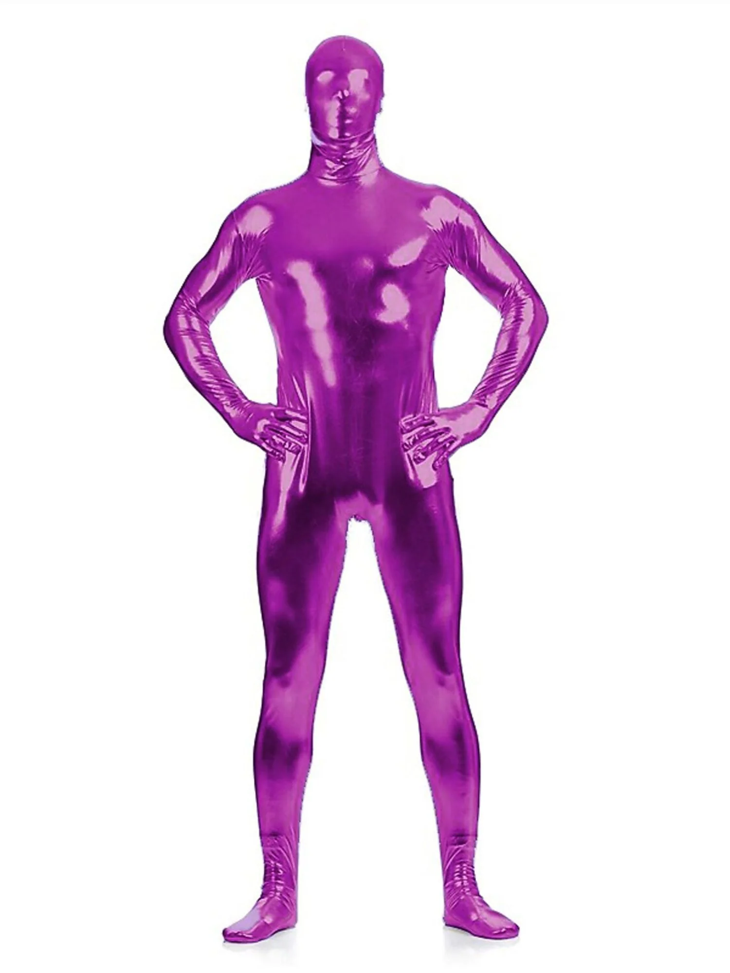 Solid Colored Sexy Latex Sparkling Bodysuit Halloween Funny High Elastic Costume - Image 11