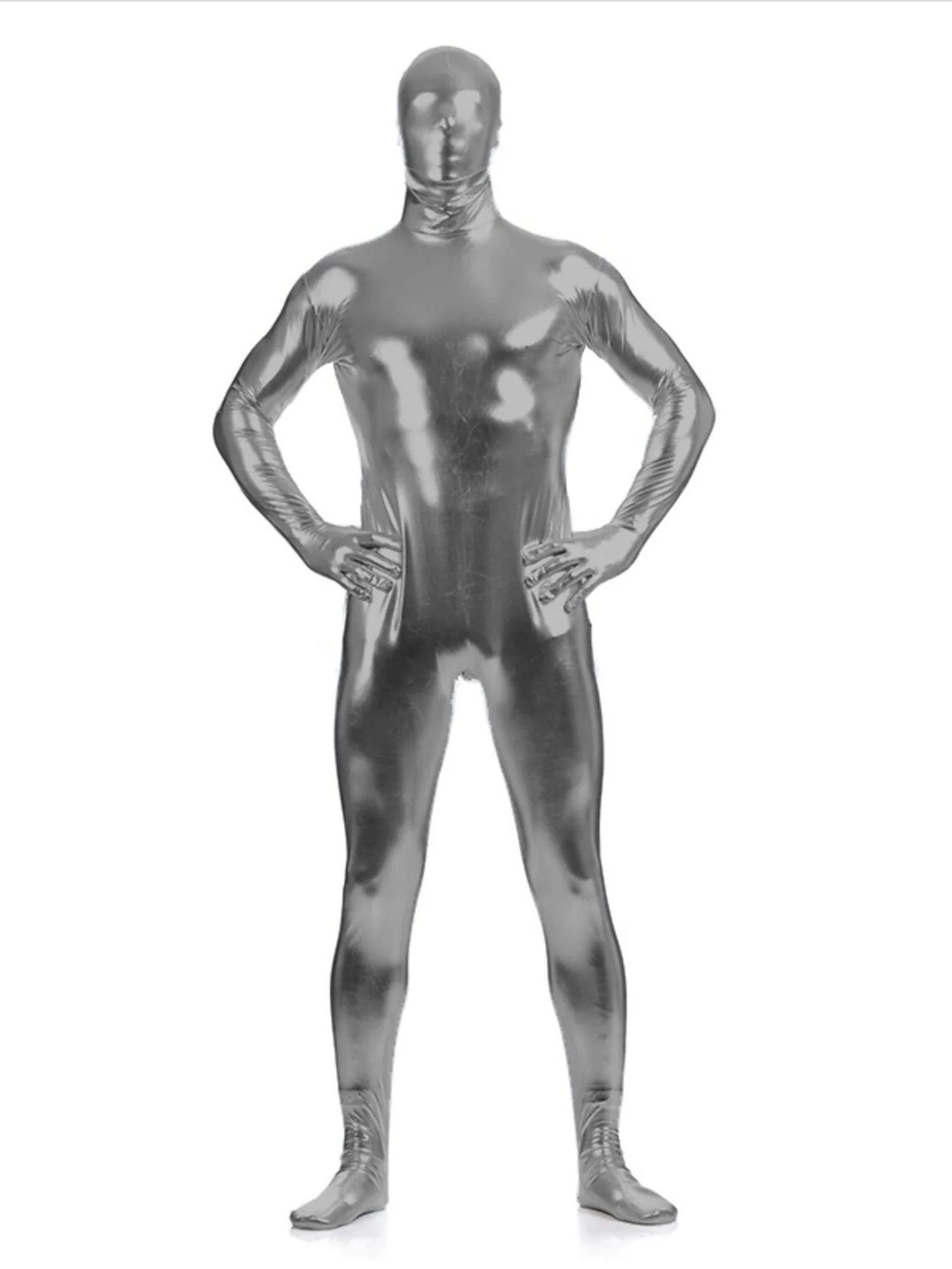 Solid Colored Sexy Latex Sparkling Bodysuit Halloween Funny High Elastic Costume - Image 13