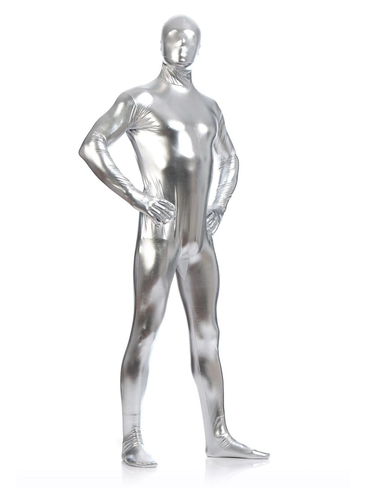 Solid Colored Sexy Latex Sparkling Bodysuit Halloween Funny High Elastic Costume - Image 3