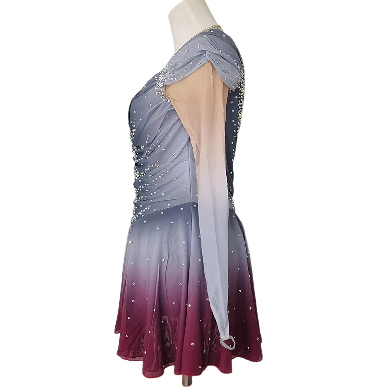 Sparkling Figure Skating Women's Girls' Long Sleeves Skating Training Practice Dress - Image 2