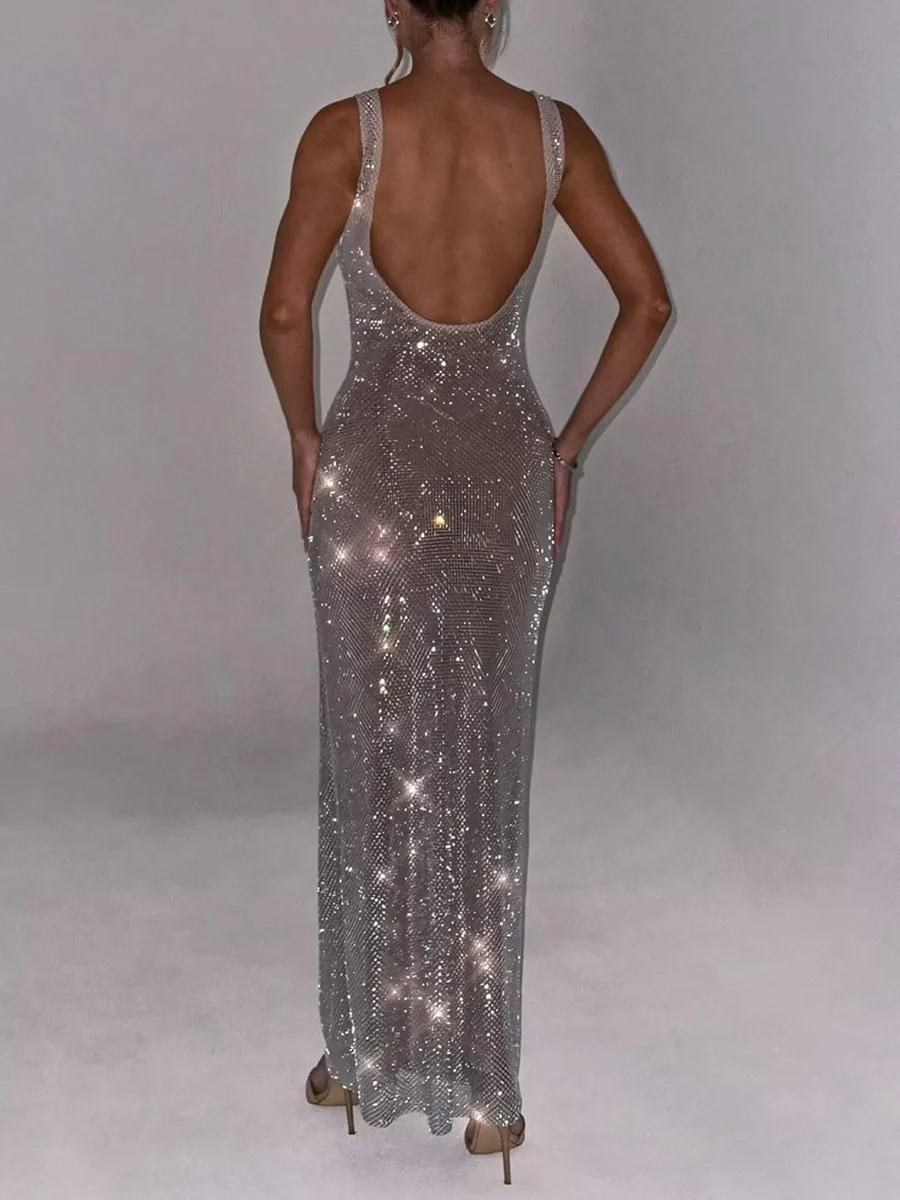 Sparkling Sheath/Column Square Neck Sequined Cocktail Dresses with Opened Back - Image 10