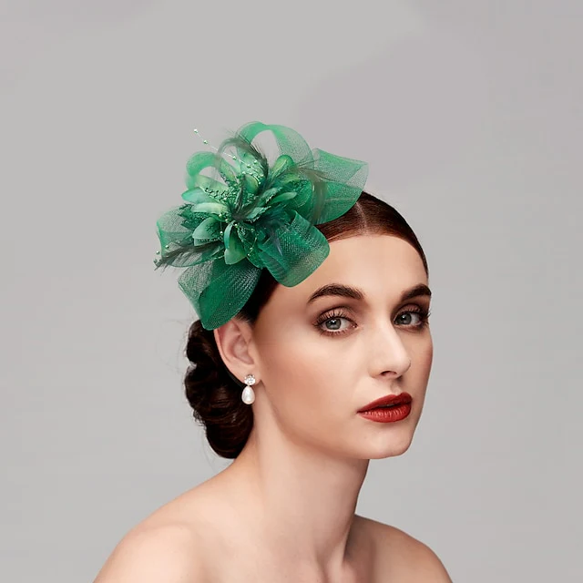 Special Occasion Tulle Fascinators with Feather - Image 7