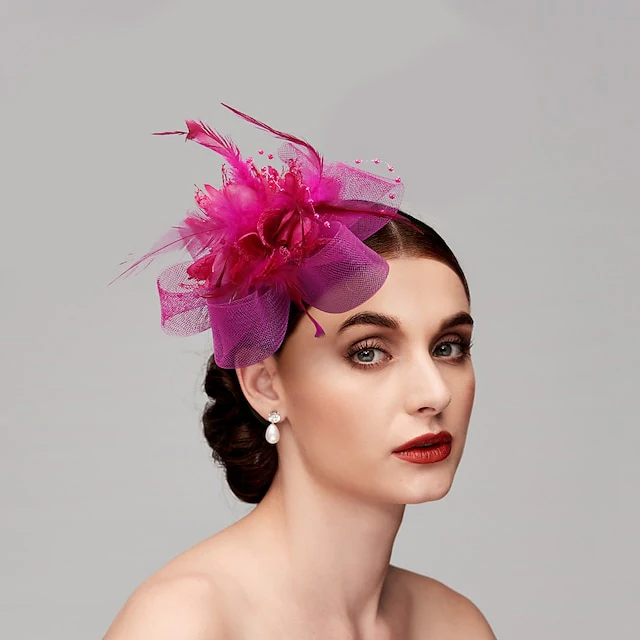 Special Occasion Tulle Fascinators with Feather - Image 8