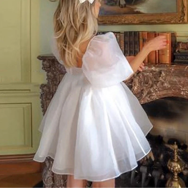 Square Neck Short Sleeves Wedding Guest Dress Midi Dress - Image 3