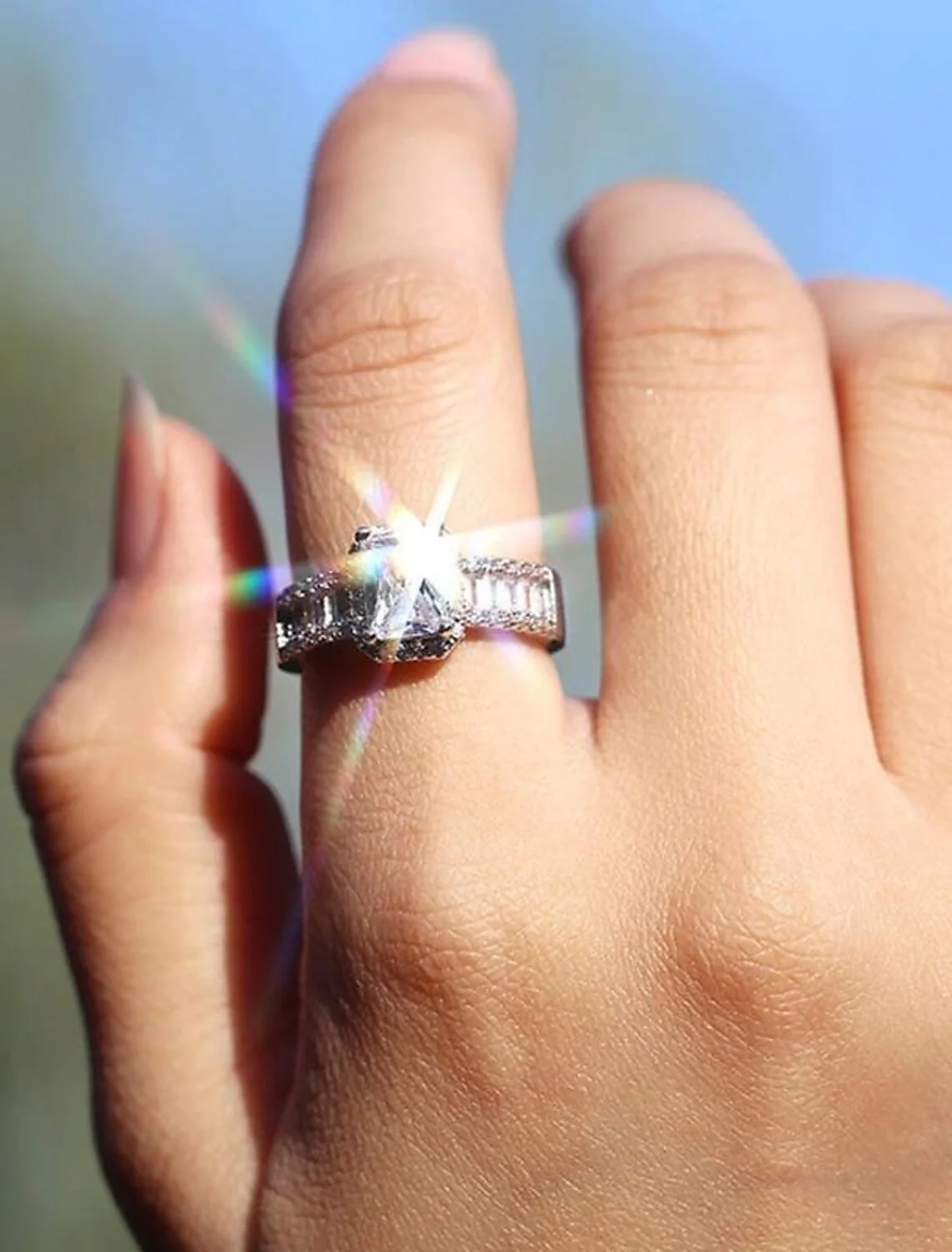 Stunning Zircon Elegant Ring Silver Chrome Wedding Jewelry - Image 3