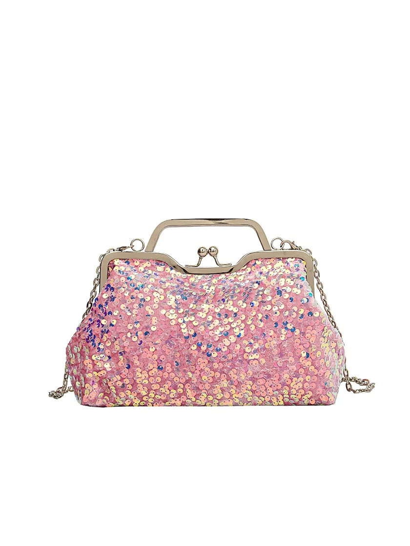 Synthetic Large Capacity Anti-Dust Solid Color Sequin Clutch Bags - Image 6