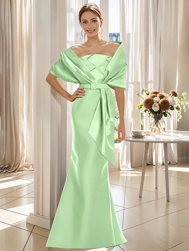 Trumpet 2 Pieces Floor-Length Mother of the Bride & Groom Dresses with Wrap - Image 15