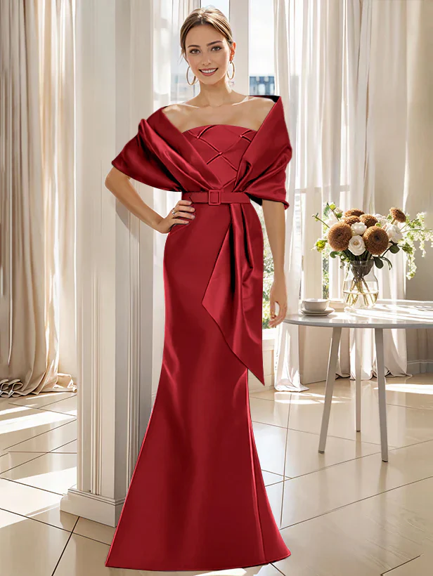 Trumpet 2 Pieces Floor-Length Mother of the Bride & Groom Dresses with Wrap - Image 22