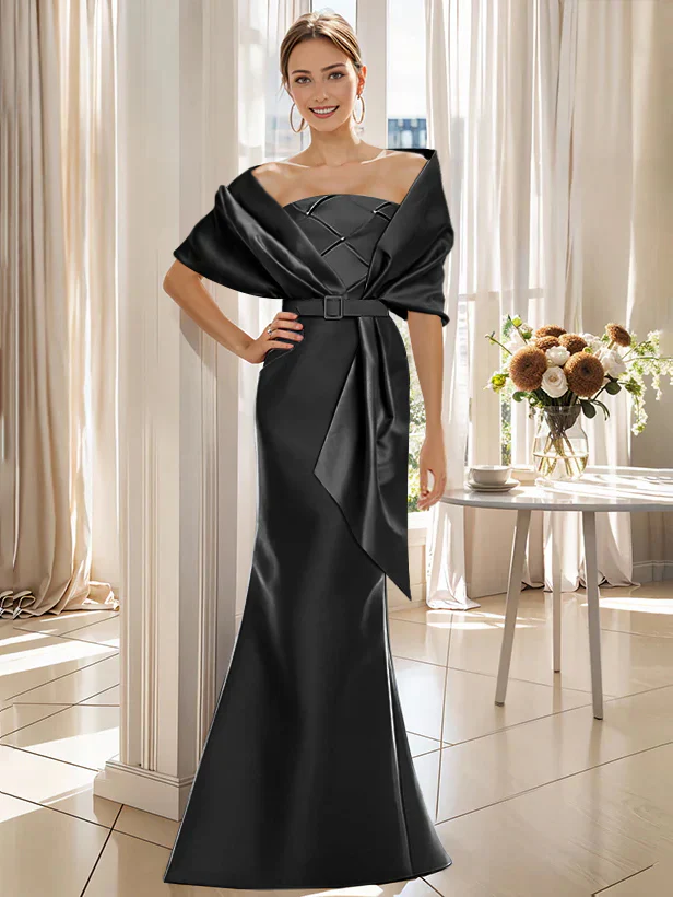 Trumpet 2 Pieces Floor-Length Mother of the Bride & Groom Dresses with Wrap - Image 3