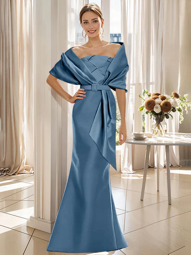 Trumpet 2 Pieces Floor-Length Mother of the Bride & Groom Dresses with Wrap - Image 50