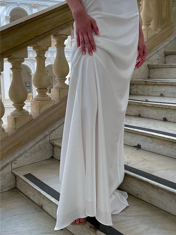 Trumpet/Mermaid Halter Floor-Length Wedding Dress - Image 6