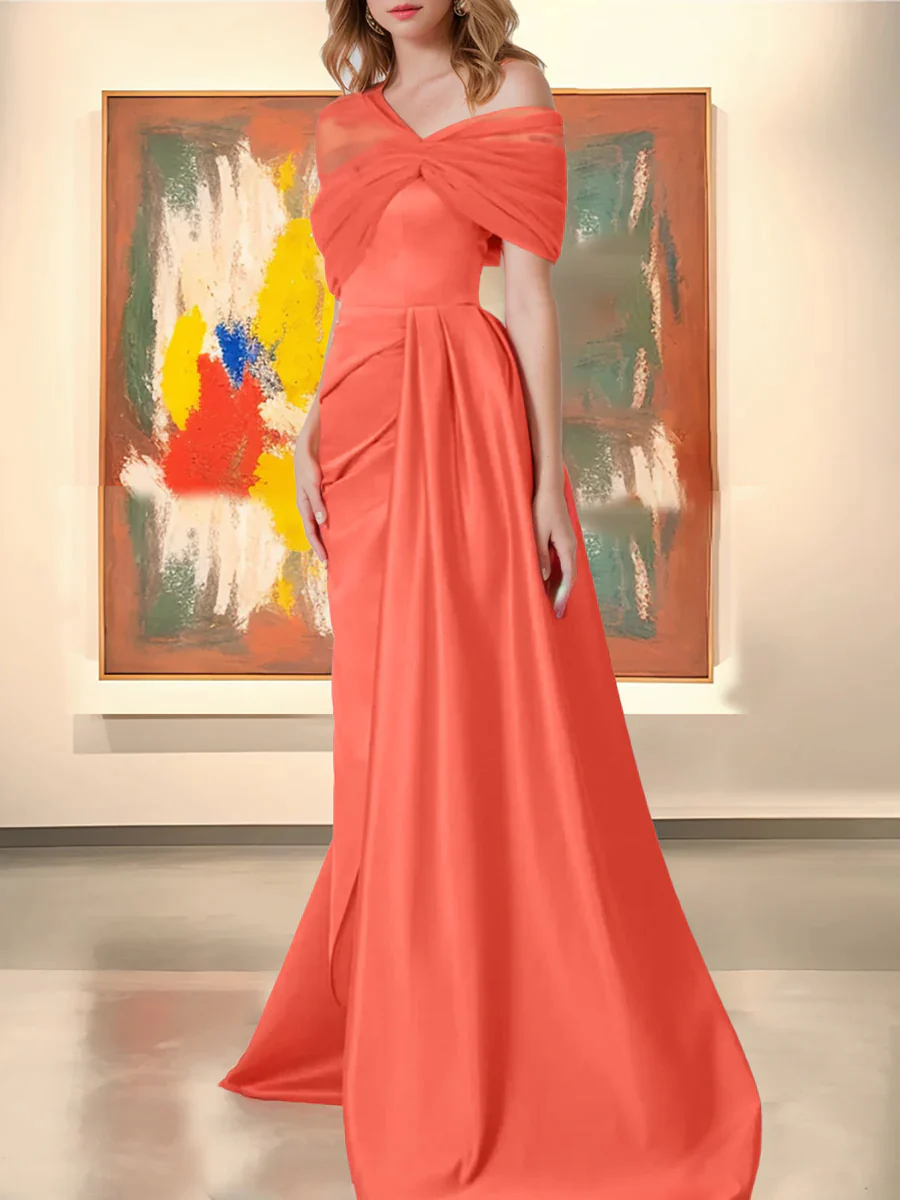 Trumpet/Mermaid Off-the-Shoulder Sleeveless Evening Dresses with Ruffles & Split Front - Image 3
