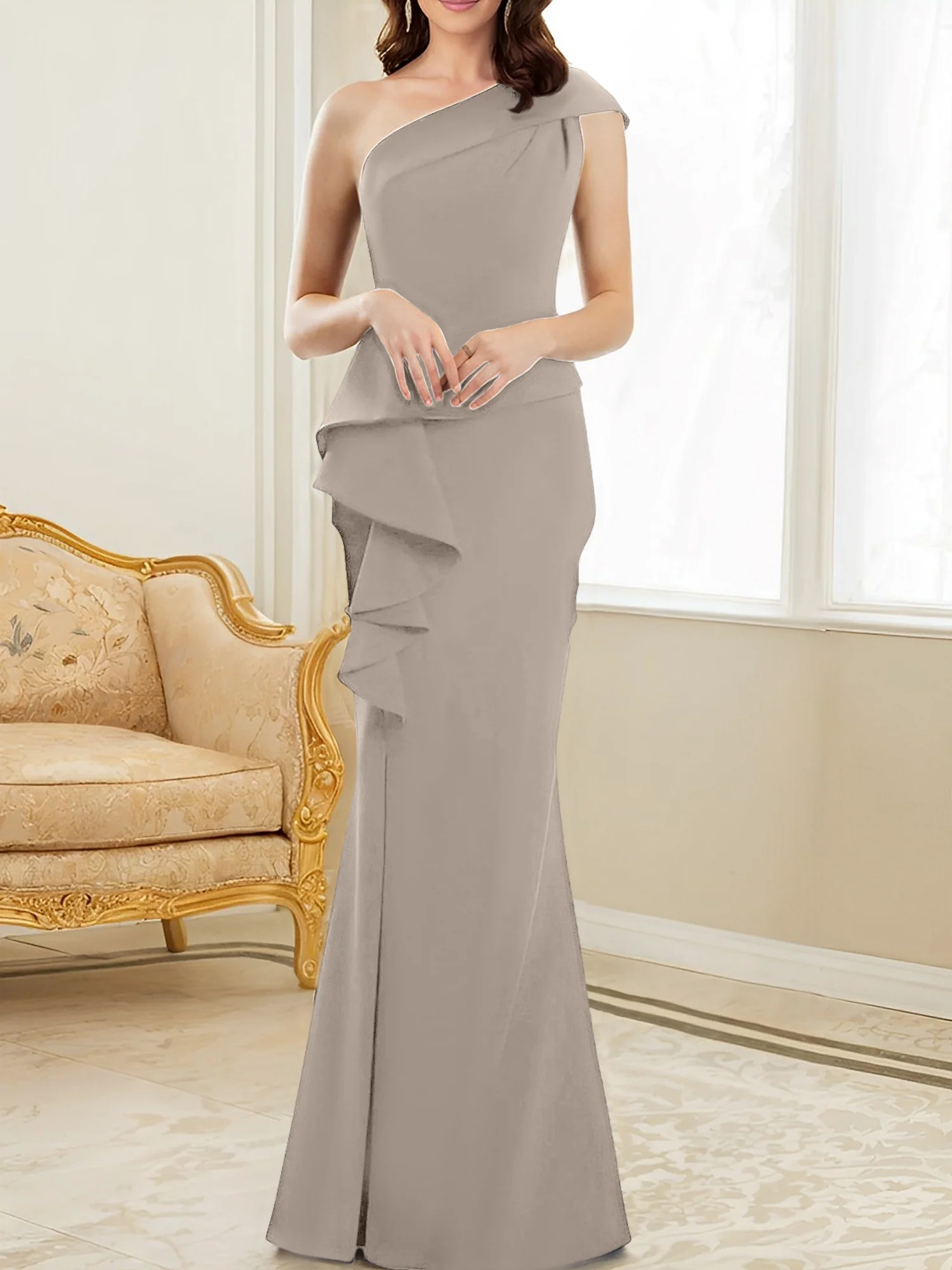 Trumpet/Mermaid One-Shoulder Floor-Length Mother of the Bride Dresses - Image 69