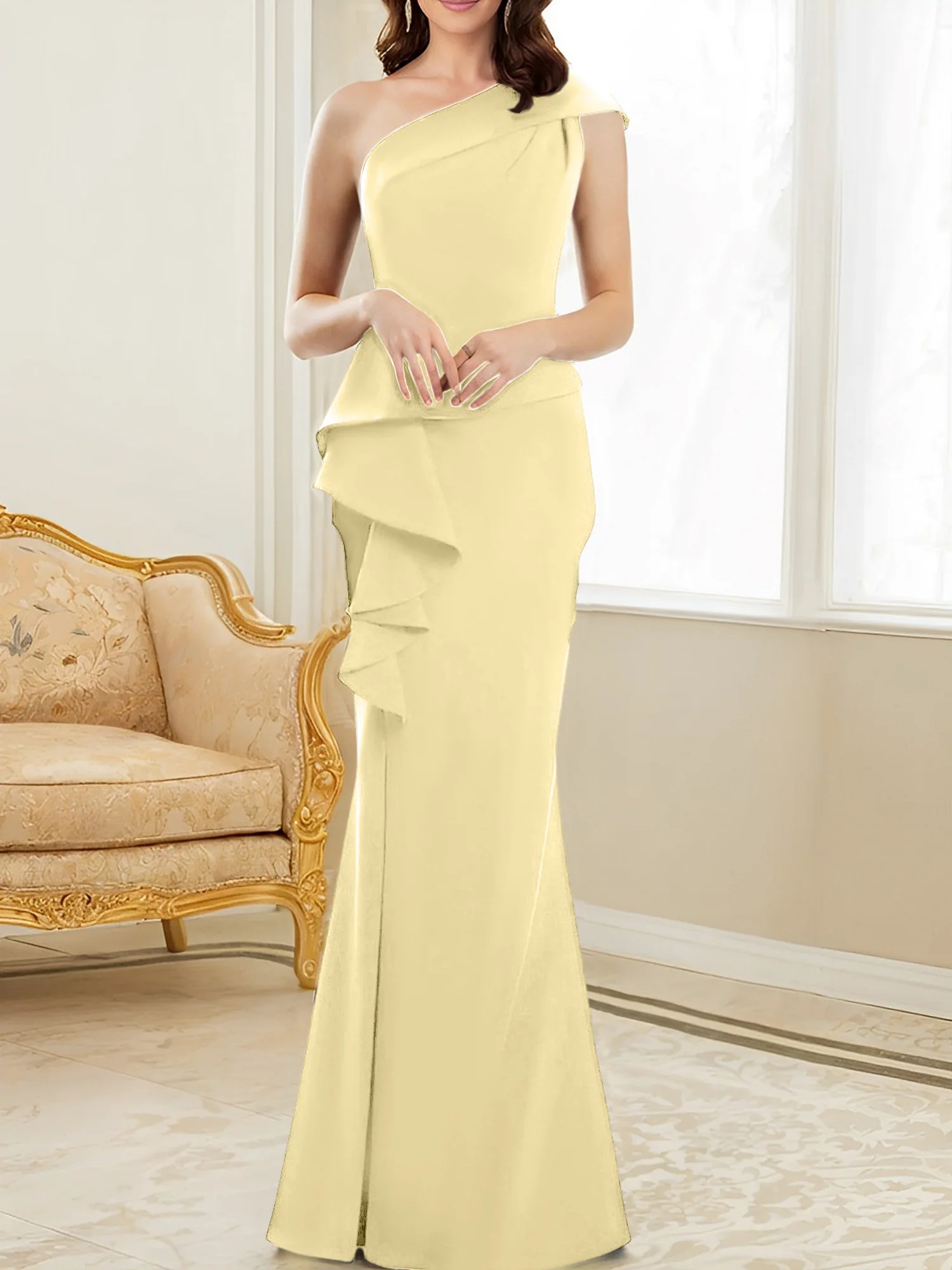 Trumpet/Mermaid One-Shoulder Floor-Length Mother of the Bride Dresses - Image 75