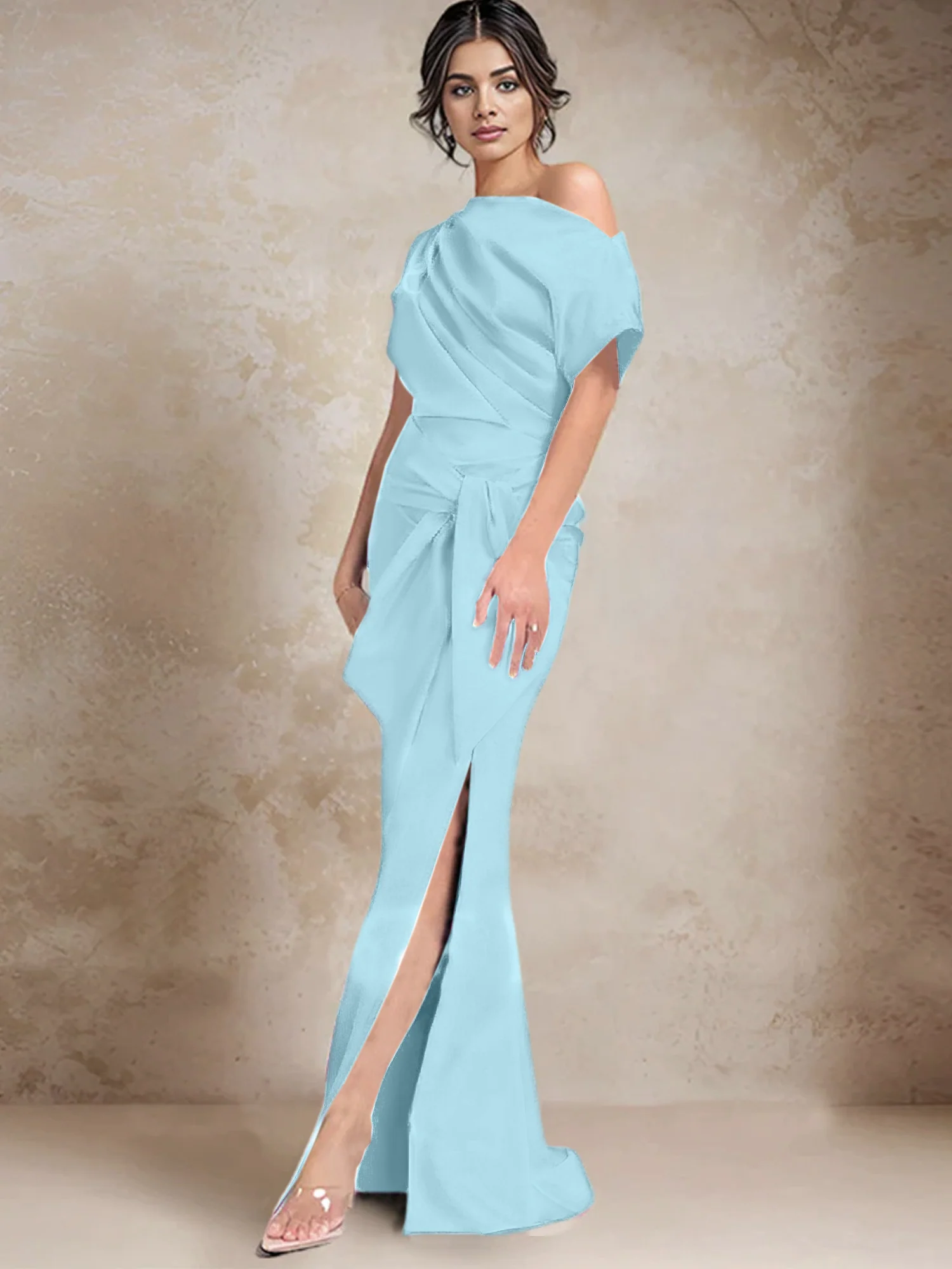 Trumpet/Mermaid One-Shoulder Mother of the Bride Dresses with Split Side - Image 35