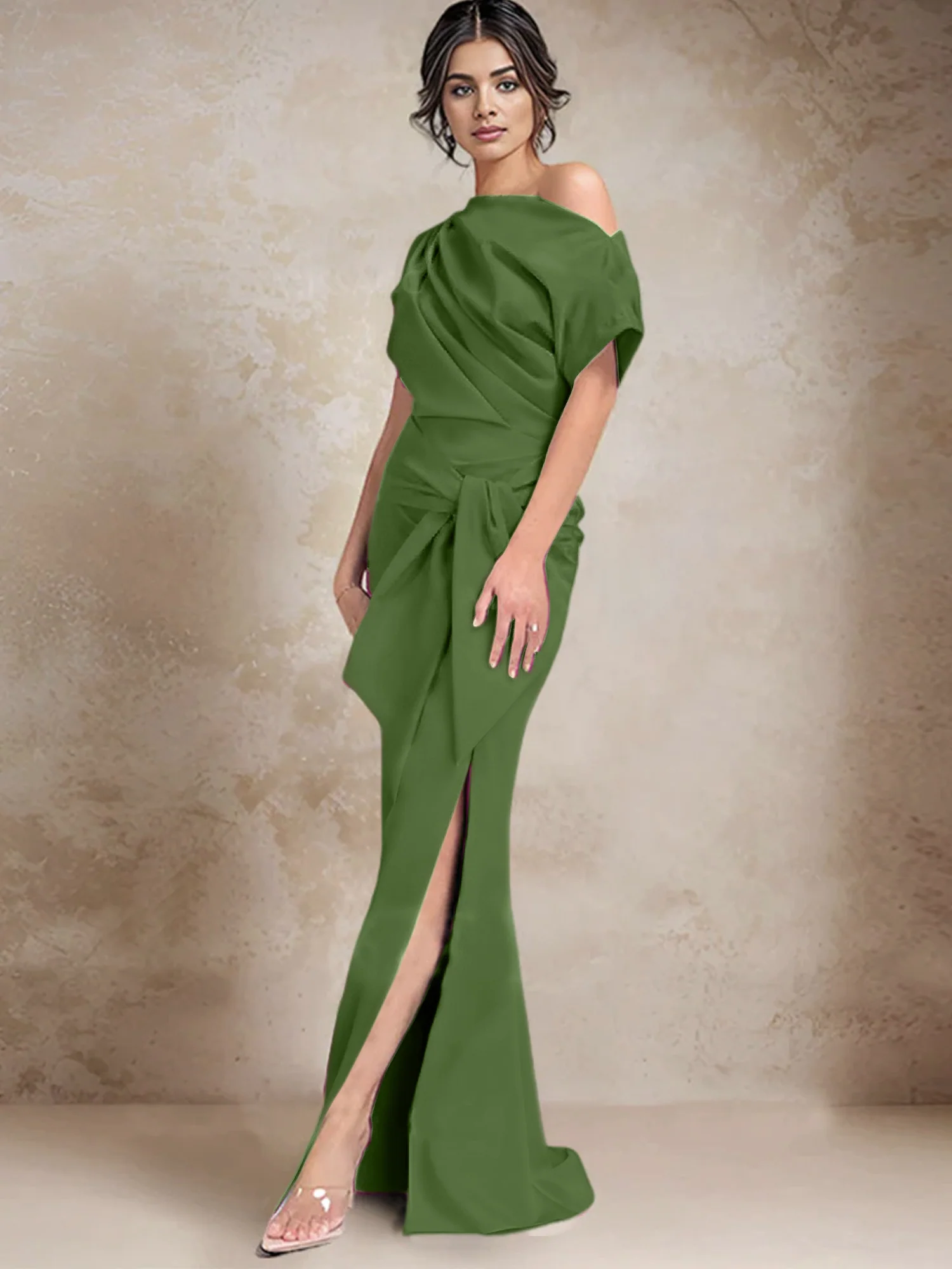 Trumpet/Mermaid One-Shoulder Mother of the Bride Dresses with Split Side - Image 44