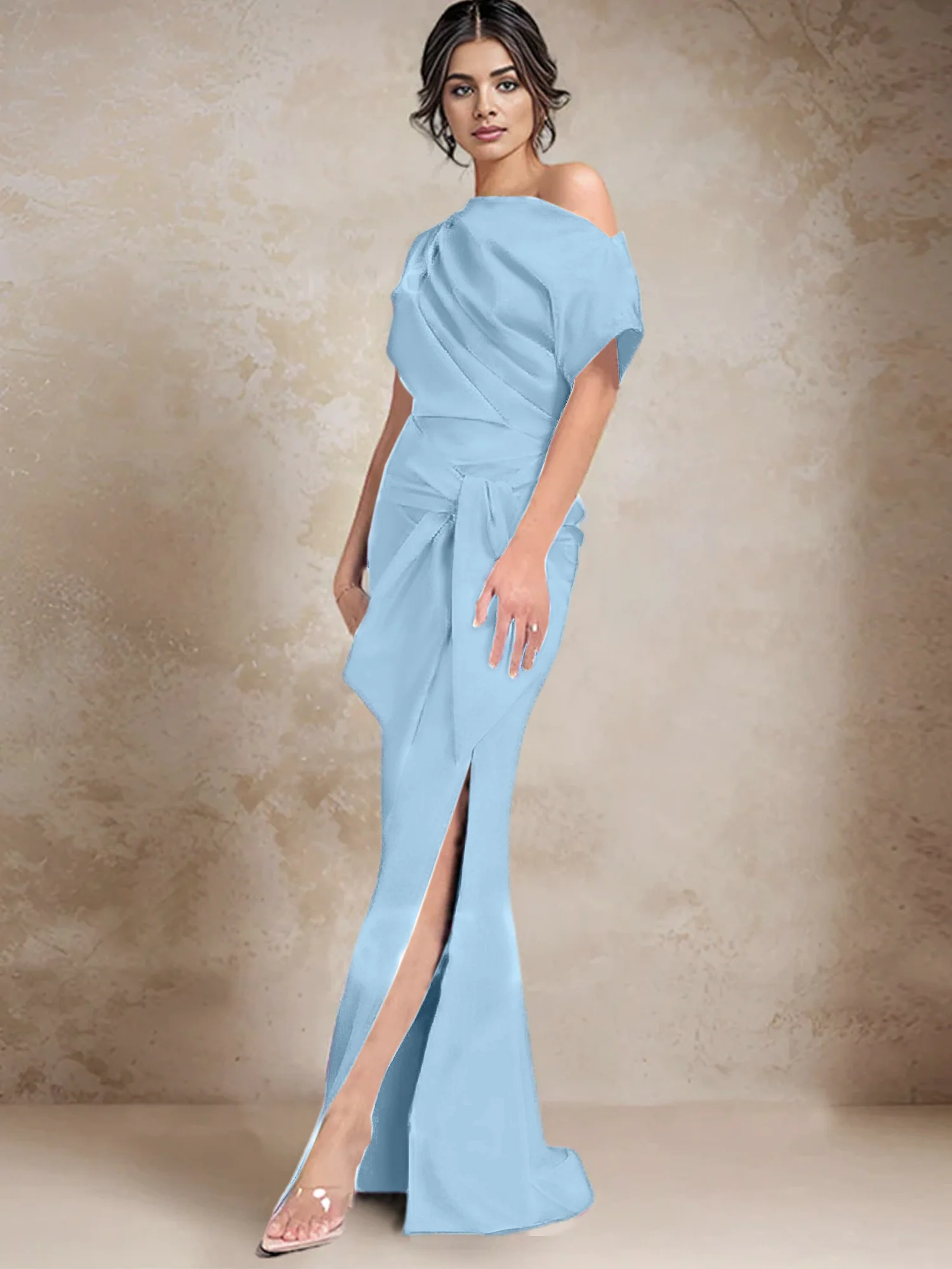 Trumpet/Mermaid One-Shoulder Mother of the Bride Dresses with Split Side - Image 60